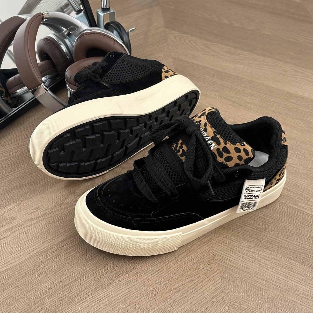 原创设计豹纹面包鞋2025秋季小众痞帅男鞋新款爆款开车厚底板鞋男