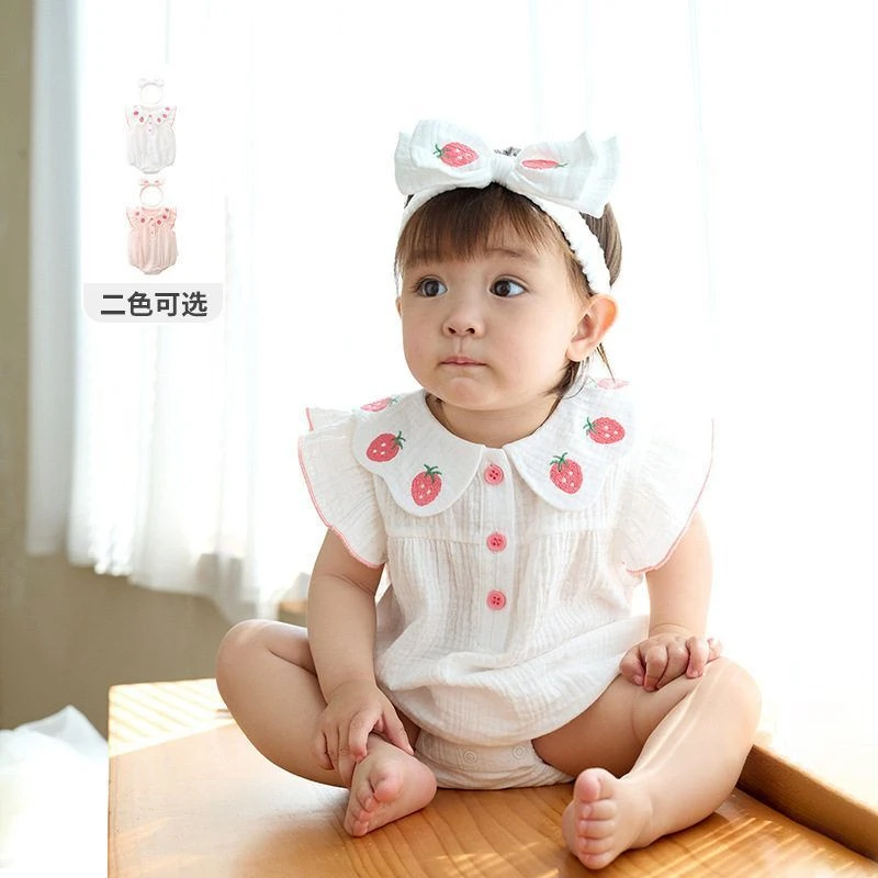 婴儿纯棉包屁衣服新生宝宝2025女童夏季新款连体衣新外穿三角哈衣