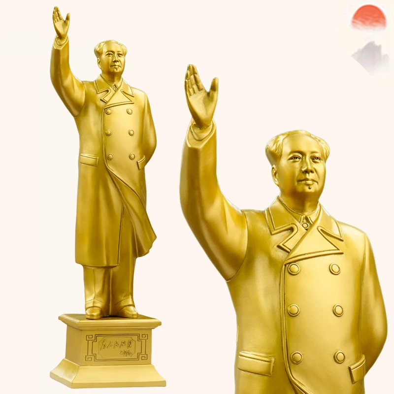 韶念毛爷爷黄铜铜挥手站像家居客厅公司桌面伟人雕塑工艺摆件