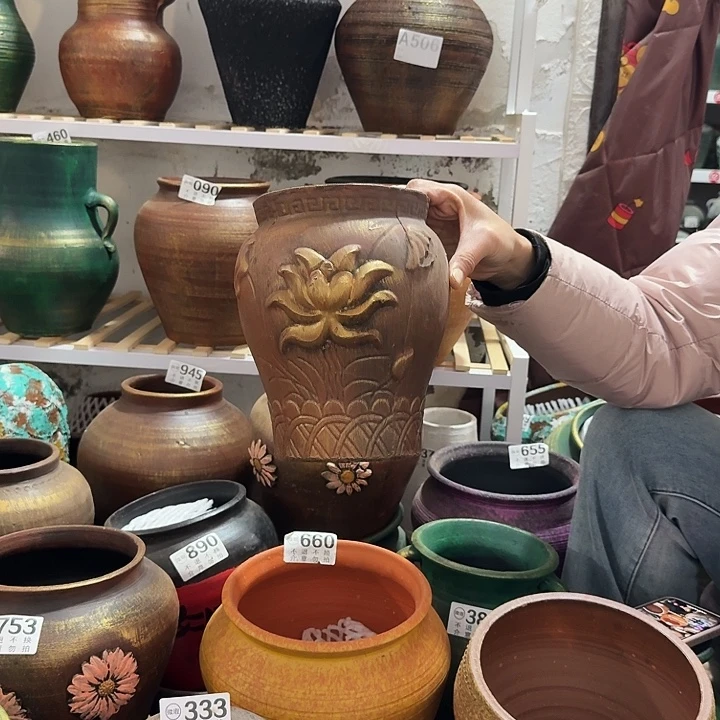 瑕疵金色浮雕花355高度21口径14