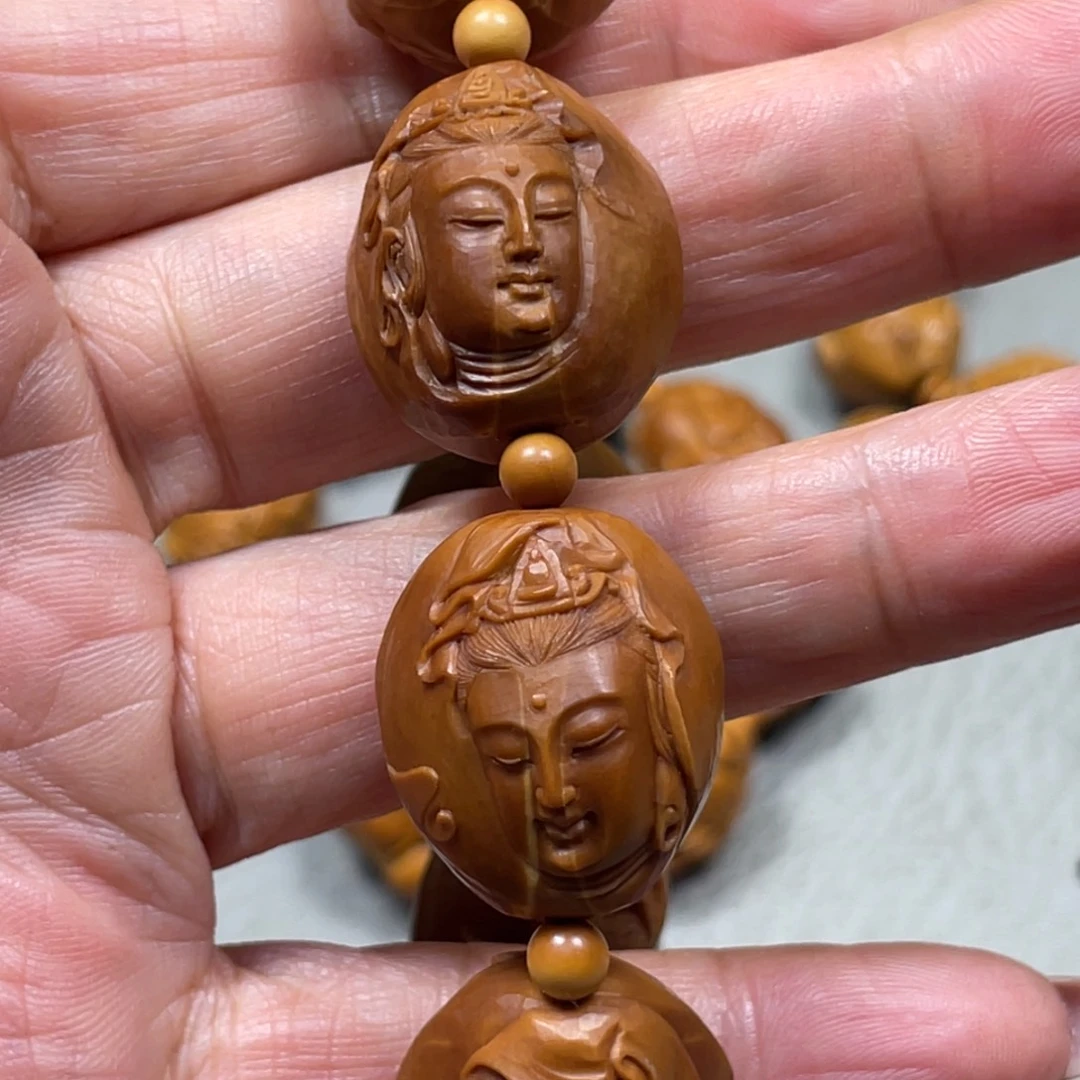 橄榄核吊坠浮雕观音手串
