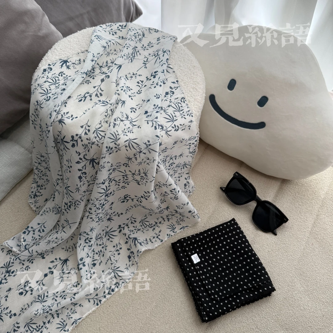 又见丝语|60x60天然纤维抗皱纤维夏季薄款丝巾牙牙边气质时尚
