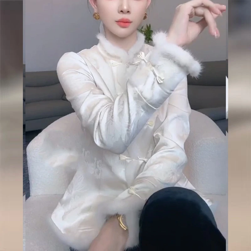 新中式国风白色内搭上衣秋款女装2024新款独特超好看唐装打底衬衫