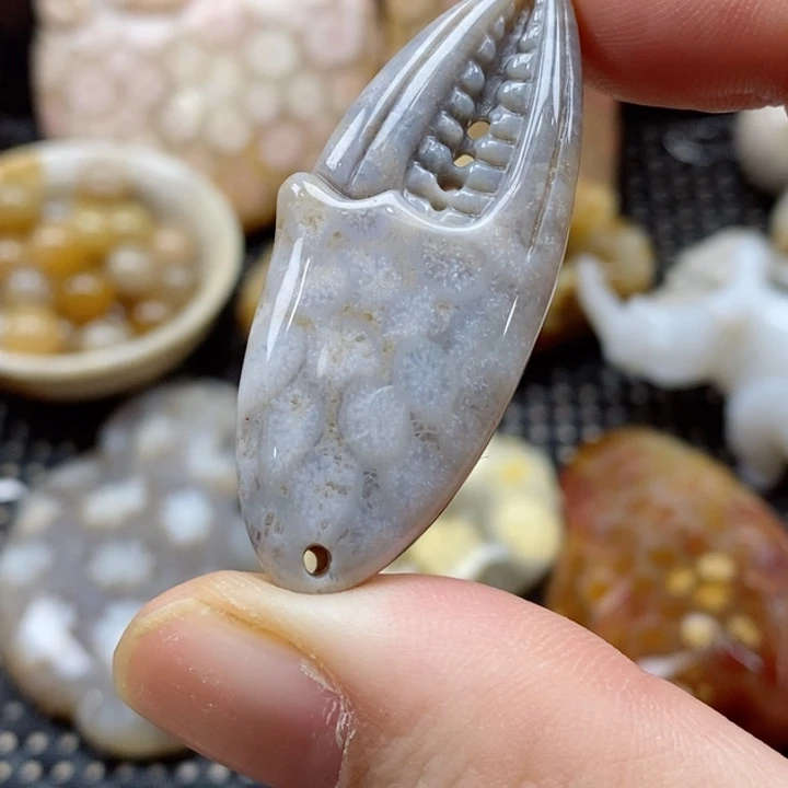 硅化珊瑚（珊瑚玉）颈饰未镶嵌