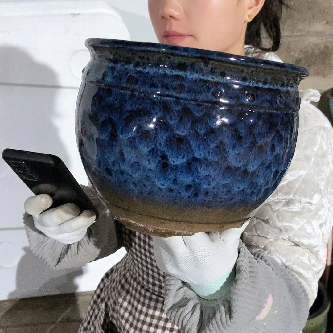 紫砂花盆瑕疵口21高17