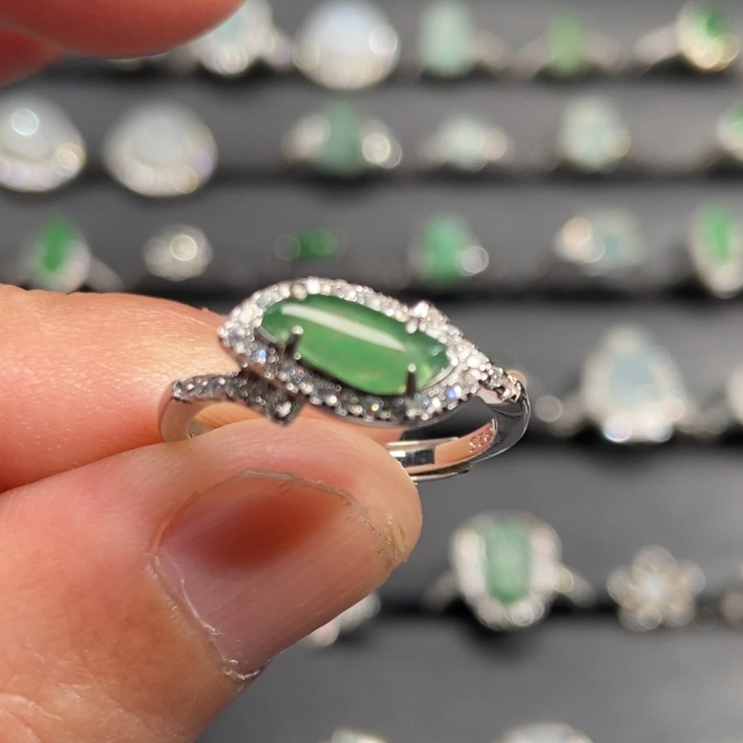 翡翠银S925镶嵌戒指