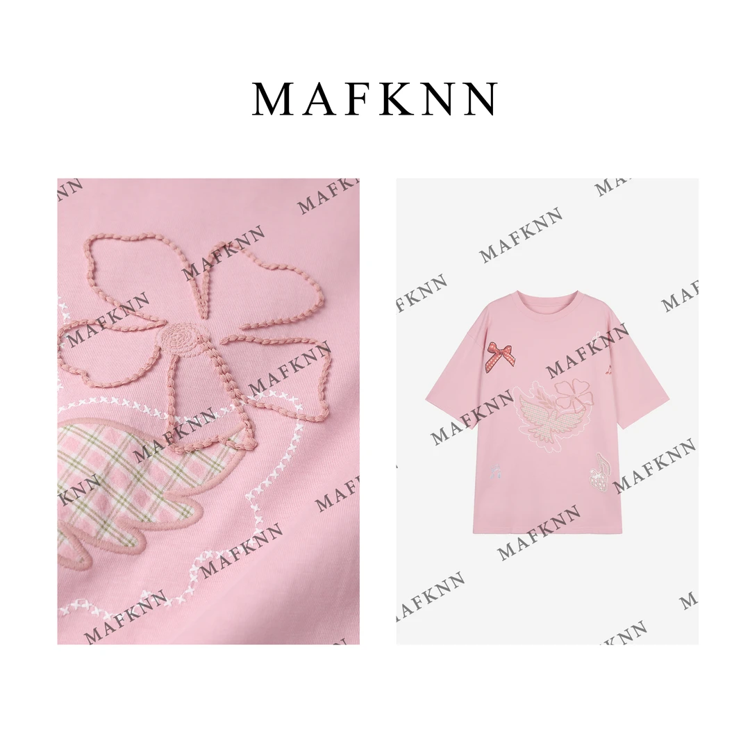 MAFKNN/玛肯时尚休闲简约纯色百搭圆领夏季燕子T恤MK12676