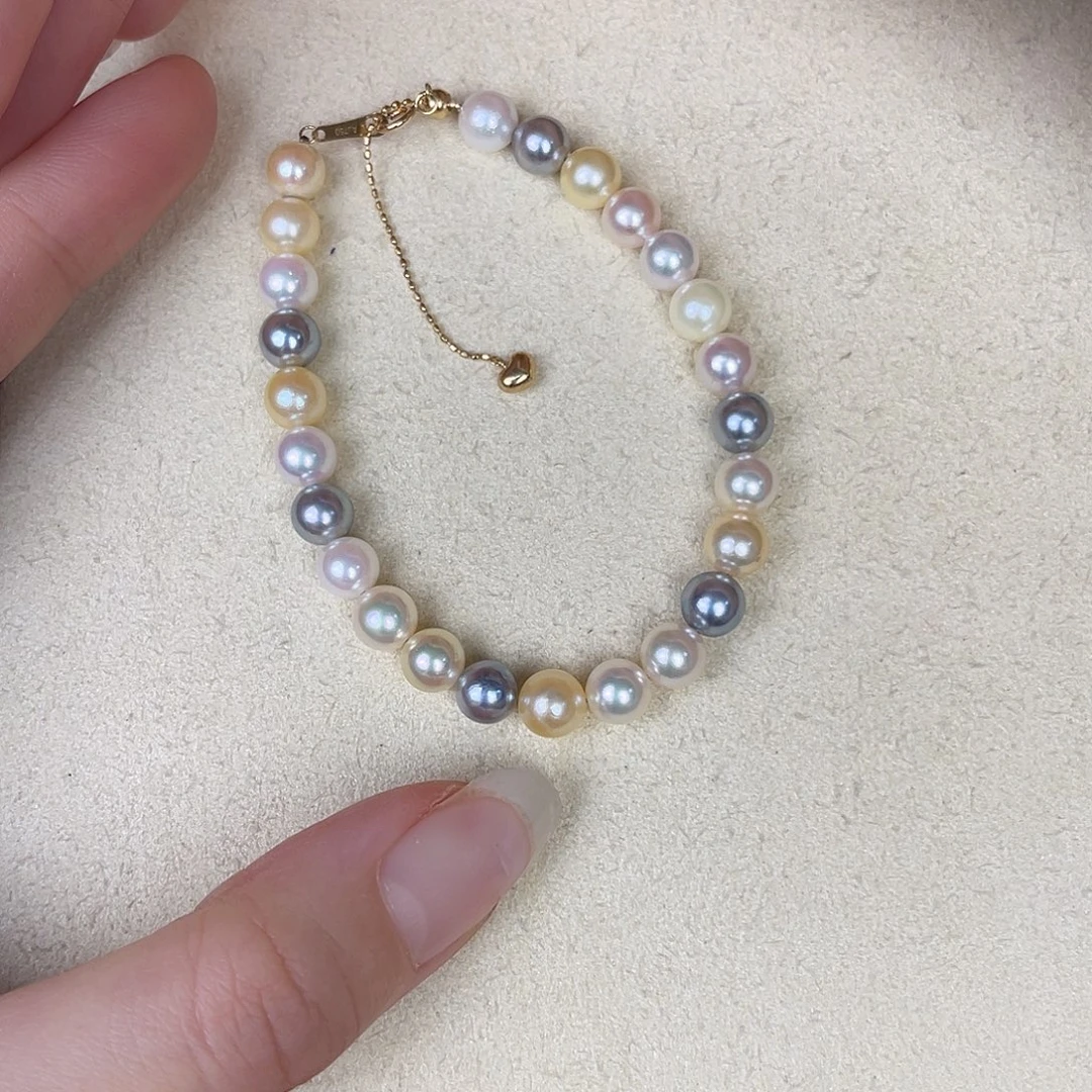 手链18K金镶嵌海水珍珠