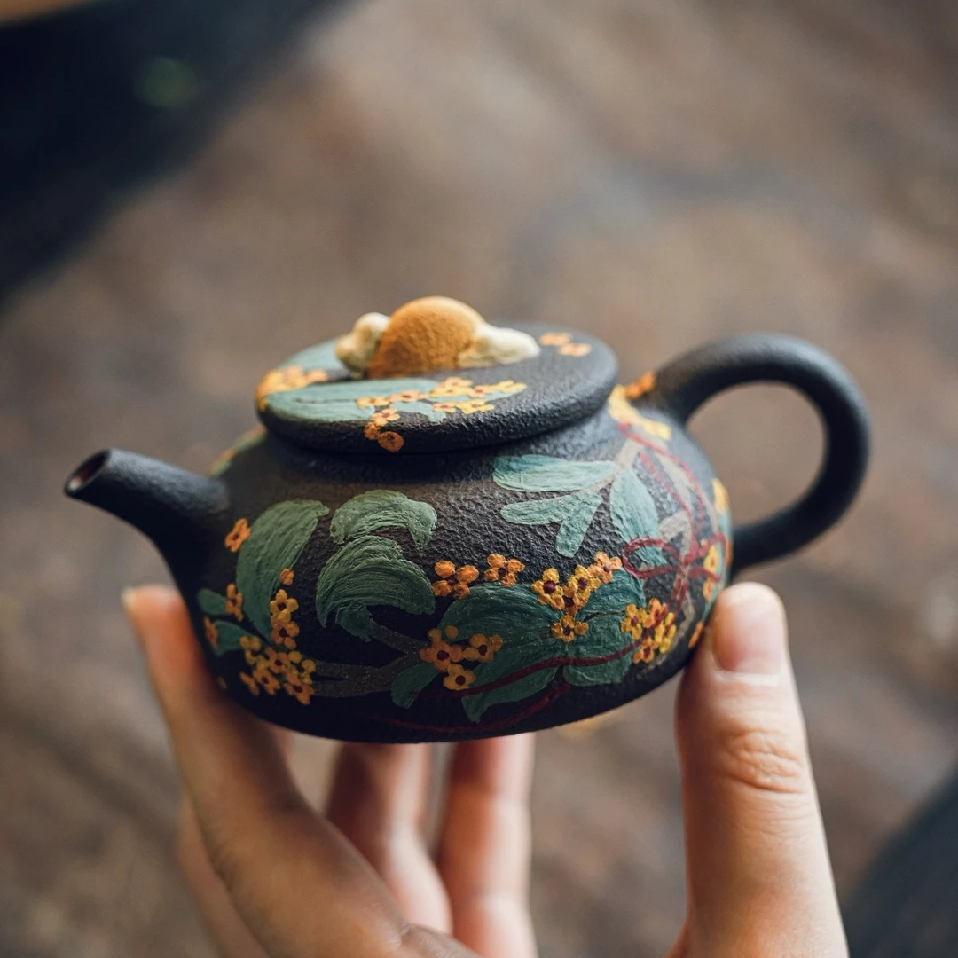 宜兴紫砂 花好月圆十二花神套组 名家刘素素精美手绘原创设计茶具