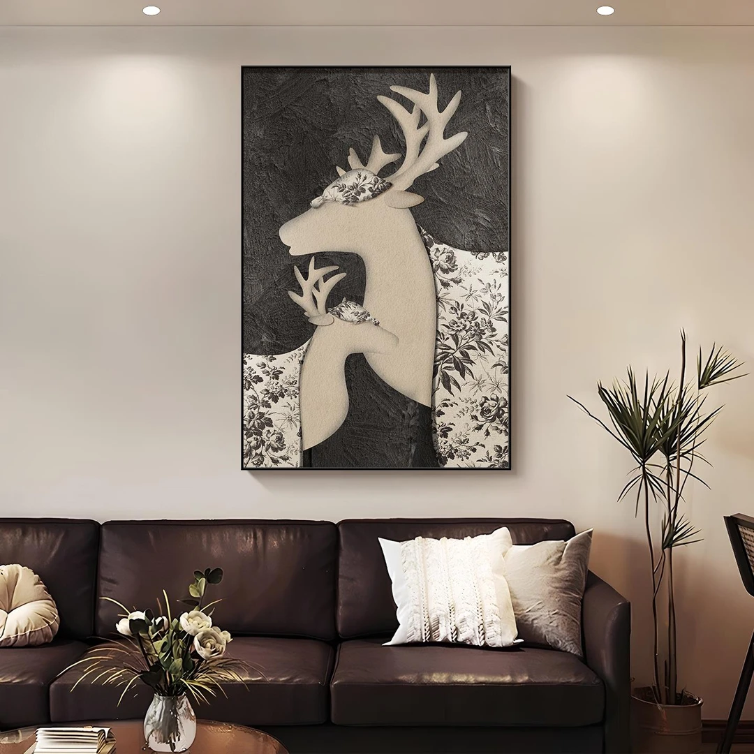 2025新款福禄客厅装饰画法式复古沙发背景墙挂画中古风玄关落地画