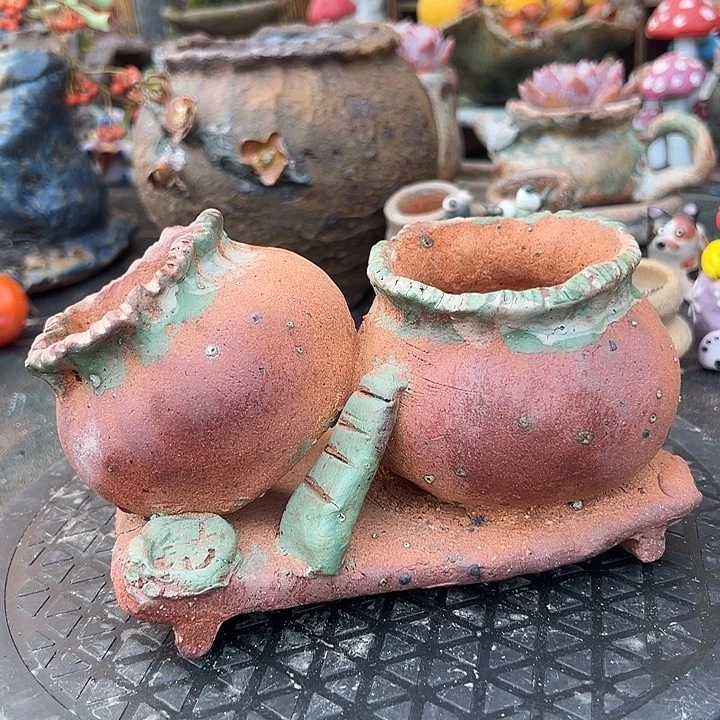 福利手工粗陶高温花盆