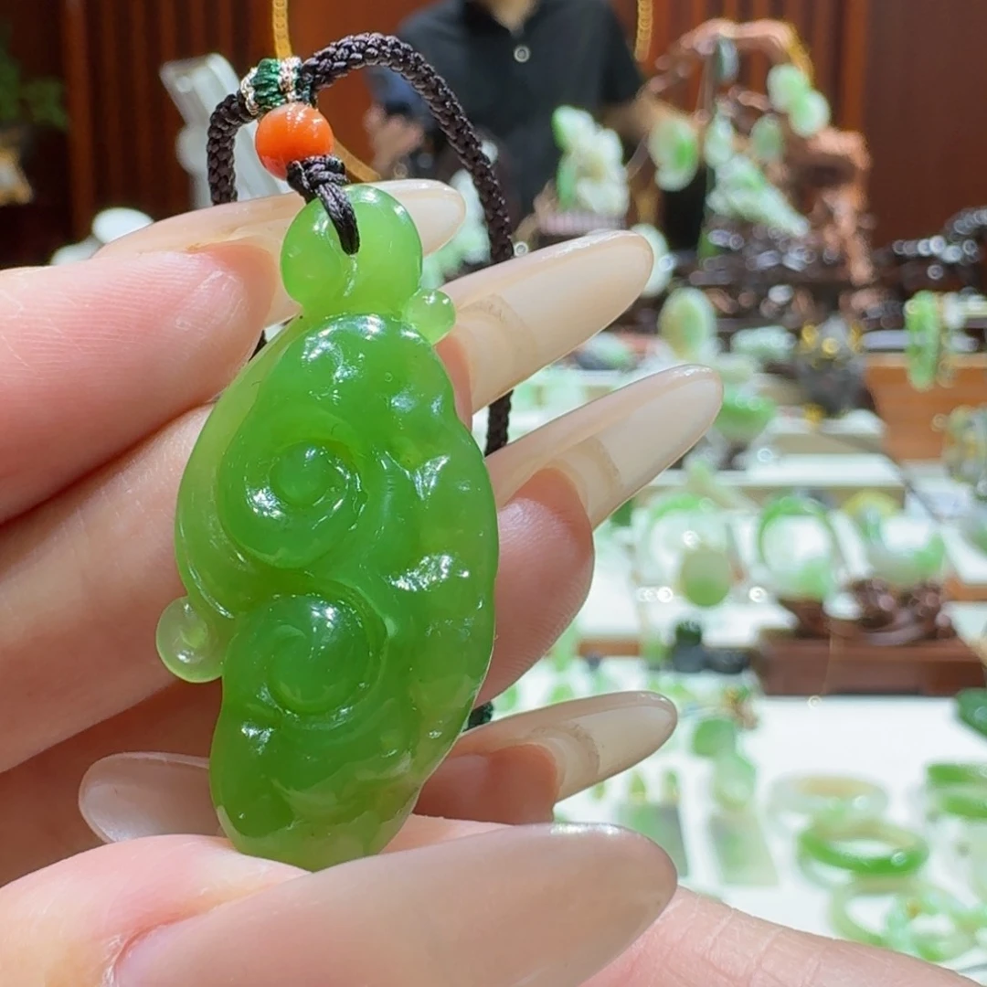 和田玉（碧玉）未镶嵌挂件碧玉冰底如意