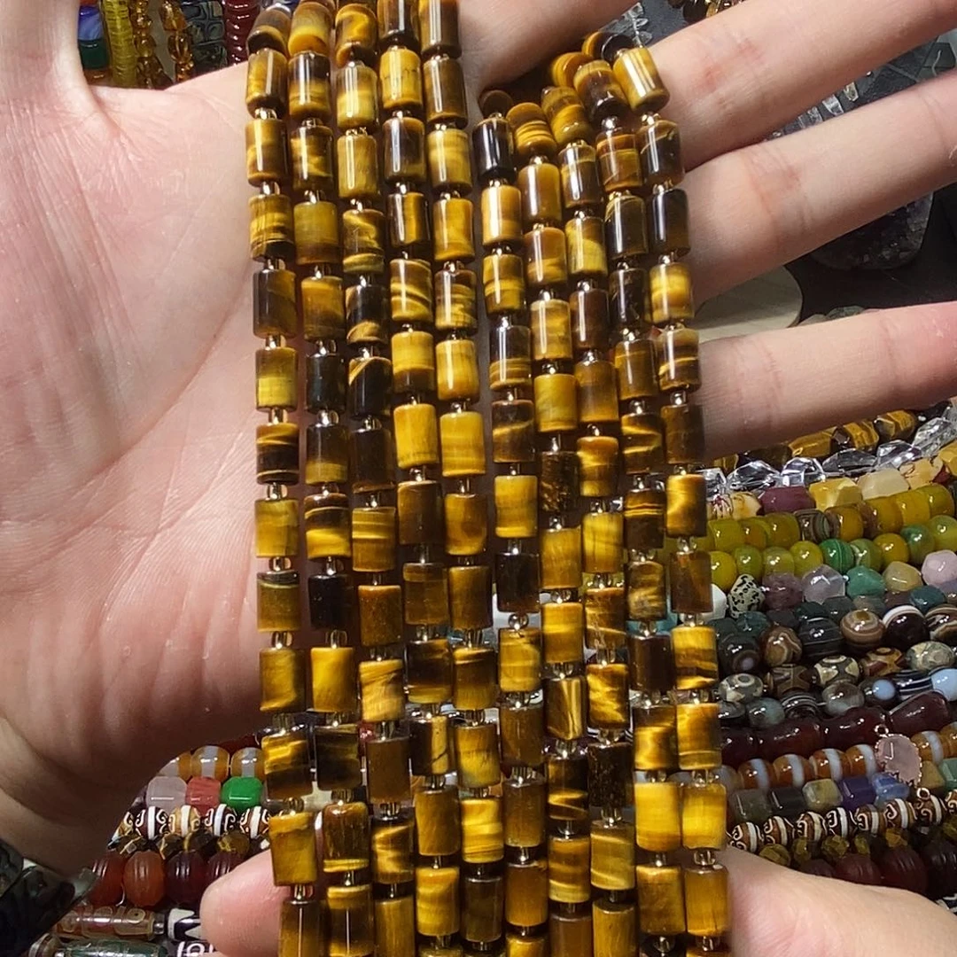 石英质玉未镶嵌，A品虎眼圆柱6×9mm，