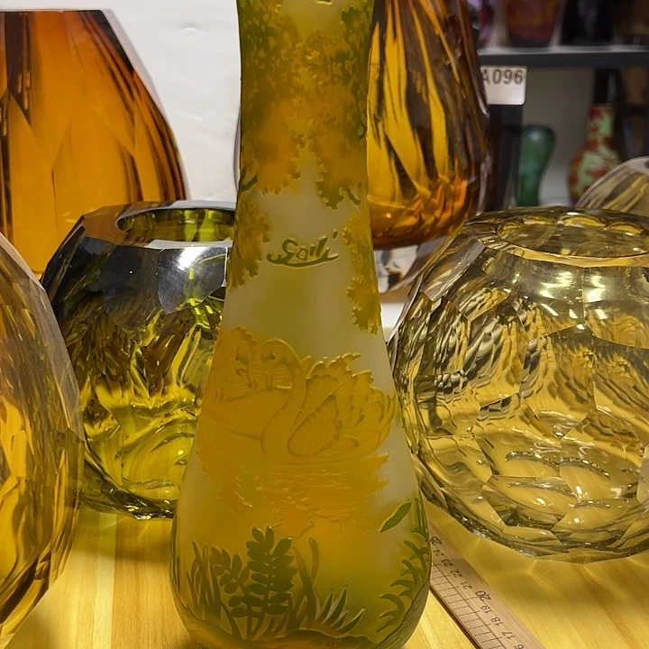 花***?小天鹅雕刻花瓶花器高30.5口5