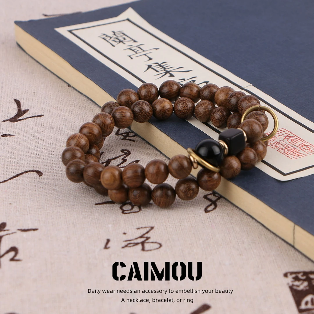 纯铜木质手链 金丝檀双层手串男女手工气质时尚百搭复古简约多层