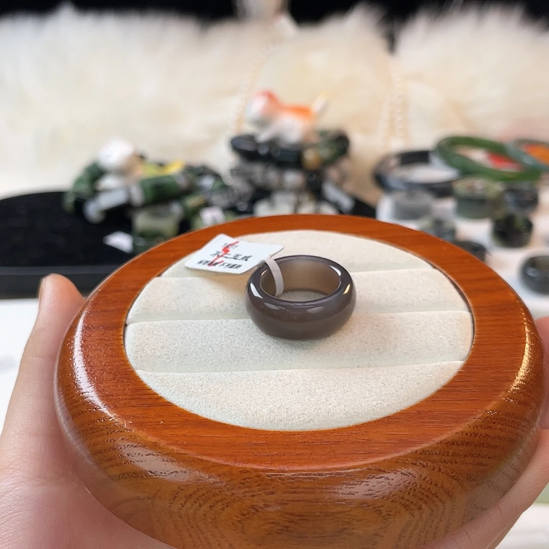 和田玉未镶嵌戒指紫色轮胎16.65mmj43