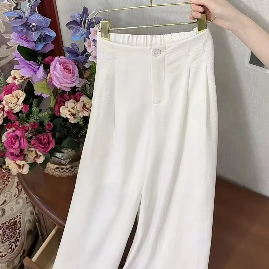 【现货+运费险】夏季垂感麻料阔腿裤百搭休闲显瘦慵懒长裤