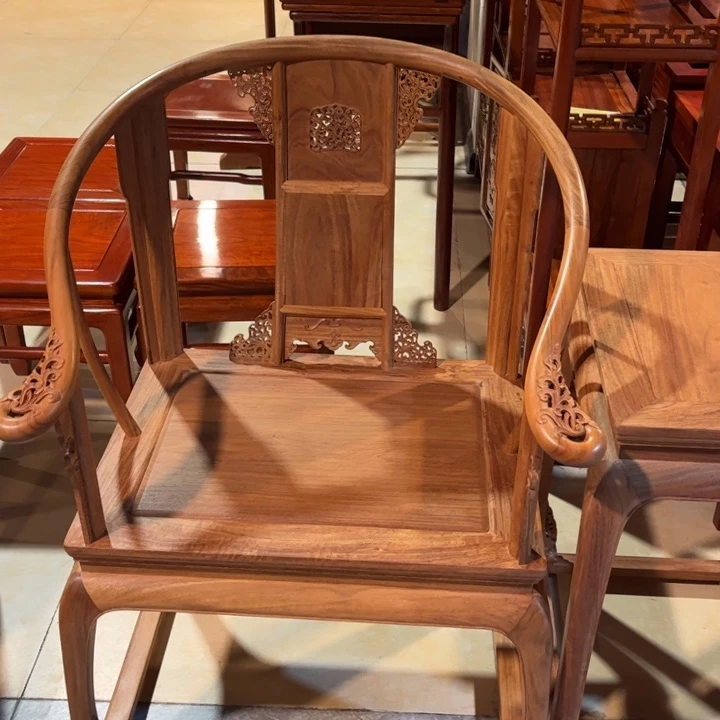用***9成套家具花梨木类缅花皇宫椅三件套