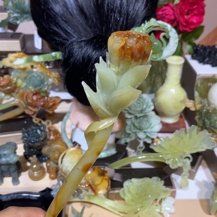 蛇纹石玉未镶嵌发饰