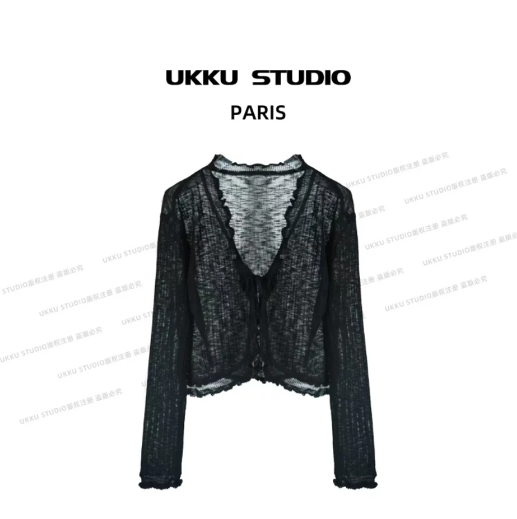 慧慧【UKKU STUDIO】时尚季针织夏开衫薄款紫洋气披肩开衫311914