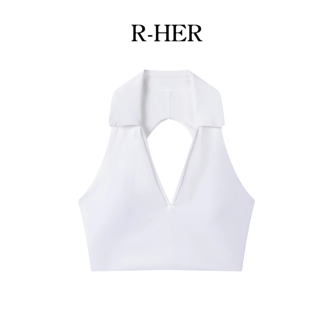 R-HER【工字背心】瑜伽背心女带胸垫透气质POLO领工字美背运动上衣