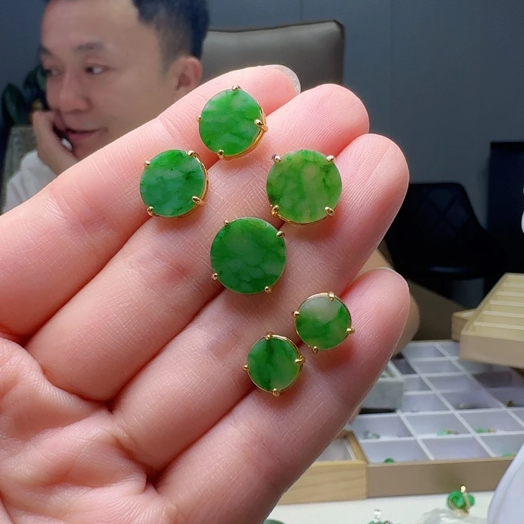 翡翠银S925镶嵌耳饰多样性发货其一