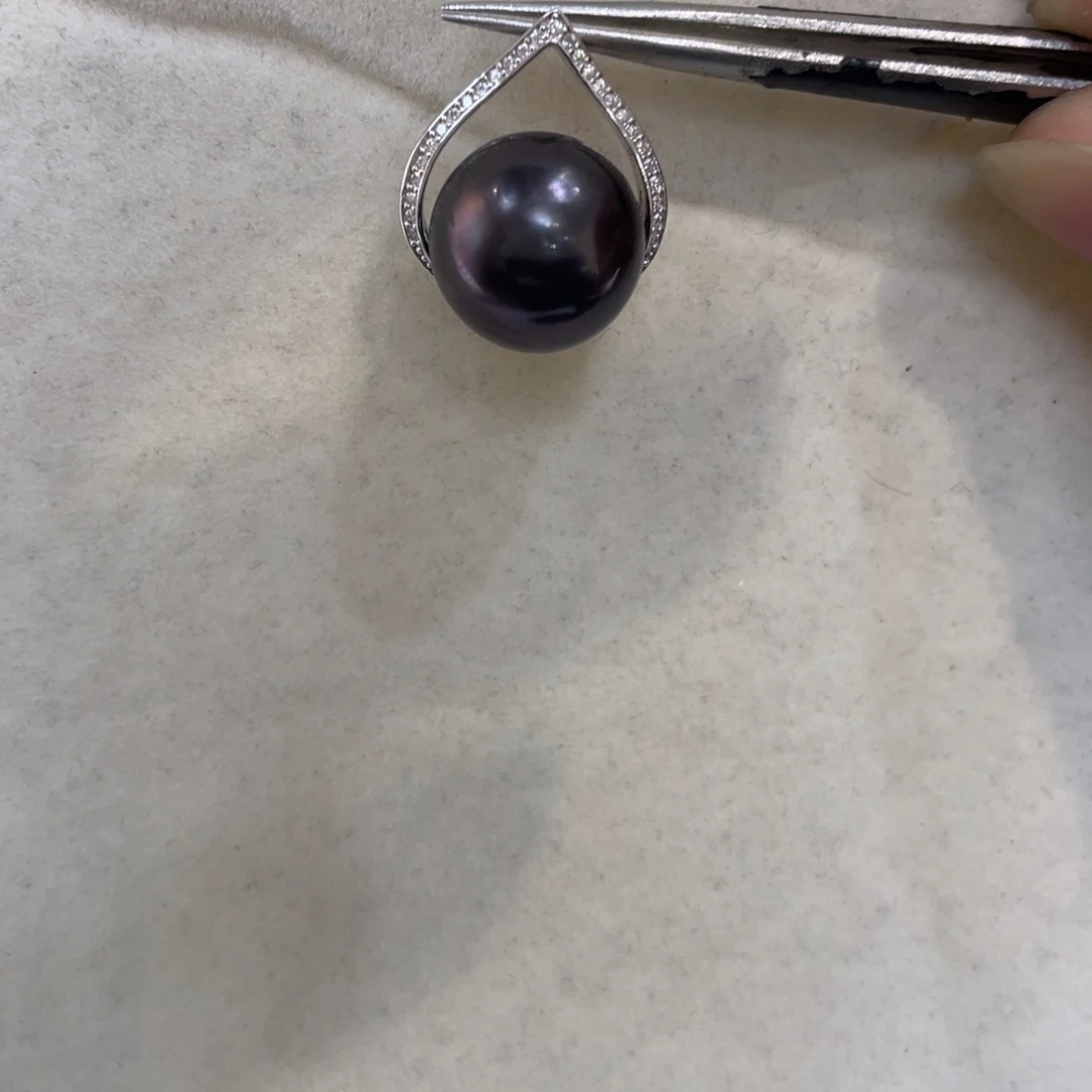 吊坠(不含链)银S925镶嵌海水珍珠