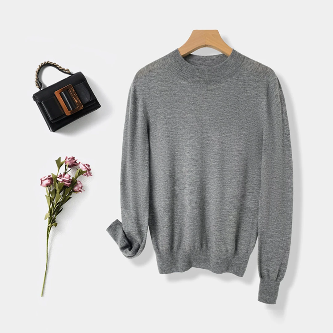 岛精无缝一体18针100羊毛衫女25秋季内搭可机洗打底半高领针织衫