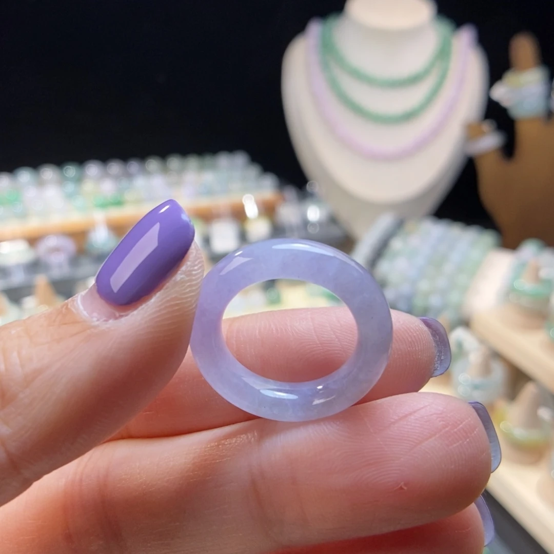 翡翠未镶嵌戒指10号冰紫