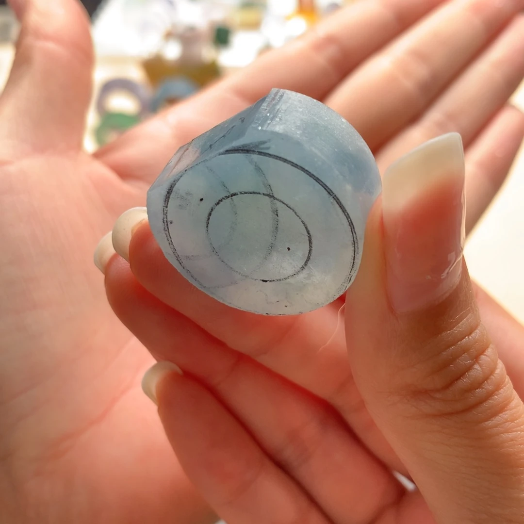 定制翡翠未镶嵌烧***卷翡翠baby蓝11#圈 漏价不刀