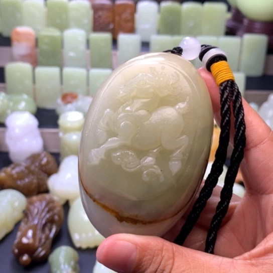 石材方解石手把件