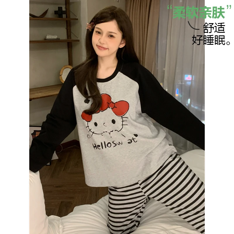 春秋季长袖睡衣女士春款2025年新款休闲套头圆领套装家居服可外穿