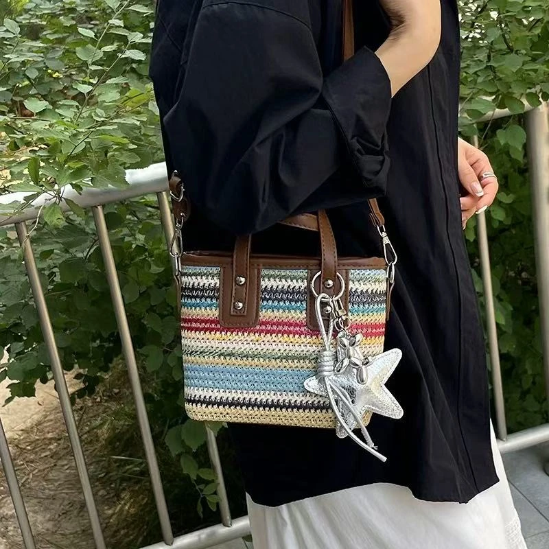 00Purse轻奢女包菜篮子手提编织小包女士水桶包大容量单肩6143