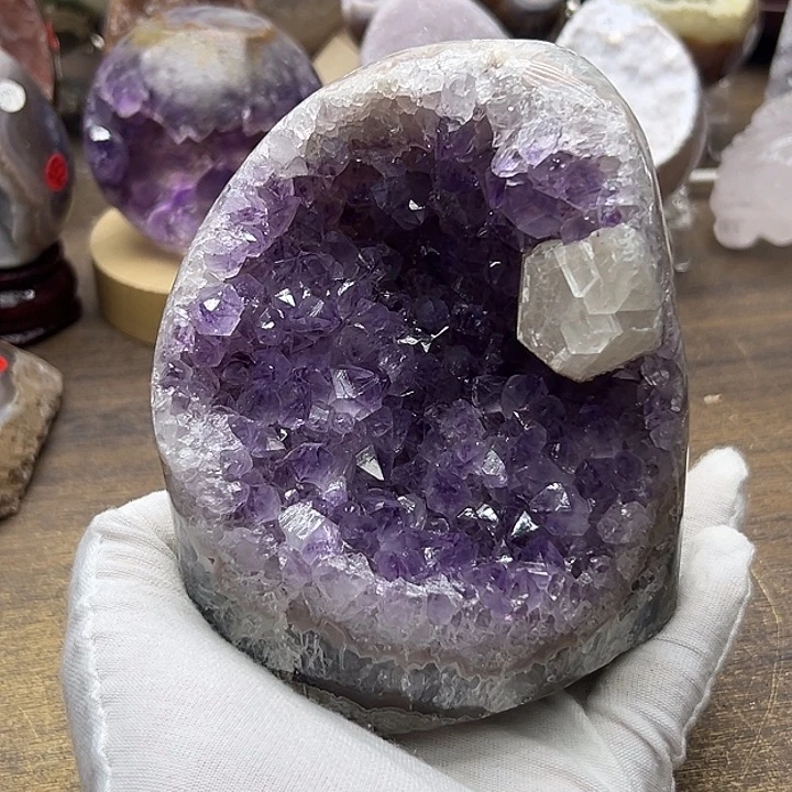 未镶嵌珠宝半成品水晶仙女紫方解晶镇72