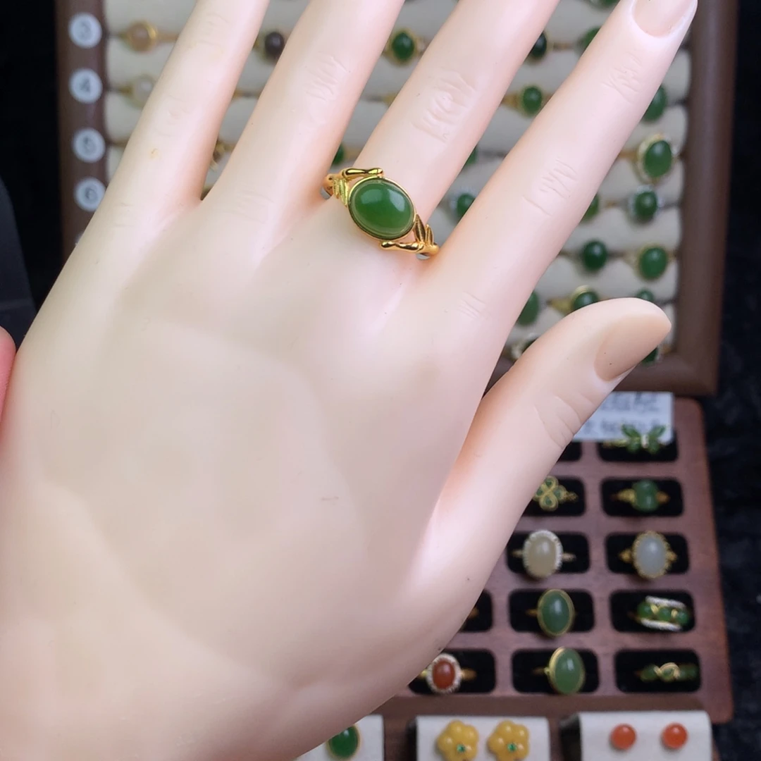 和田玉银S925镶嵌戒指