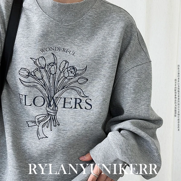 RYLAN郁金香复古桃心领慵懒风廓形卫衣