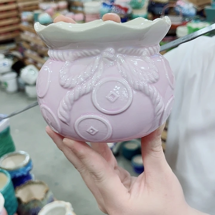 有孔，凑10元包邮陶瓷花盆发货！