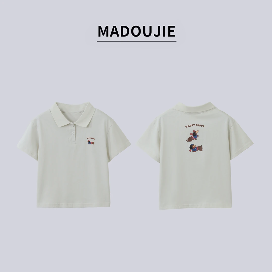 麻豆街高奢【幸运小狗】男童女童T恤2025新款运动T恤MD173