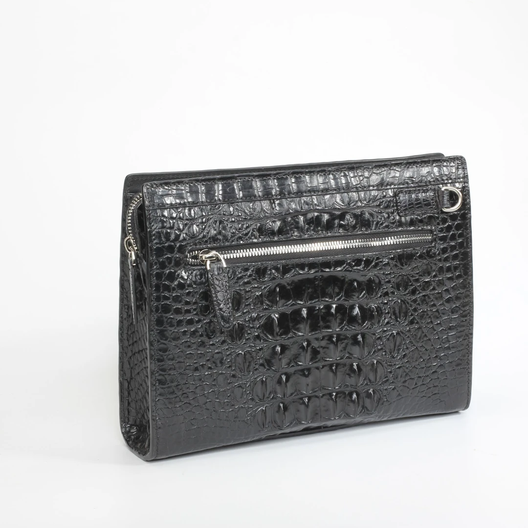 鳄鱼皮包休闲黑色肩包压纹百搭潮流手包卡包经典男士商务男士手包