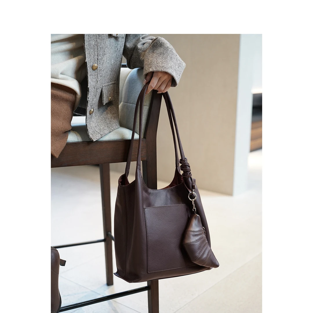 TOUCH MISS 轻奢软糯质感头层牛皮托特包包女款单肩手提腋下女包