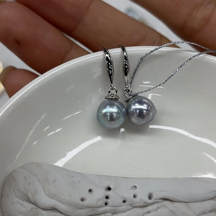 银S925镶嵌耳饰海水珍珠