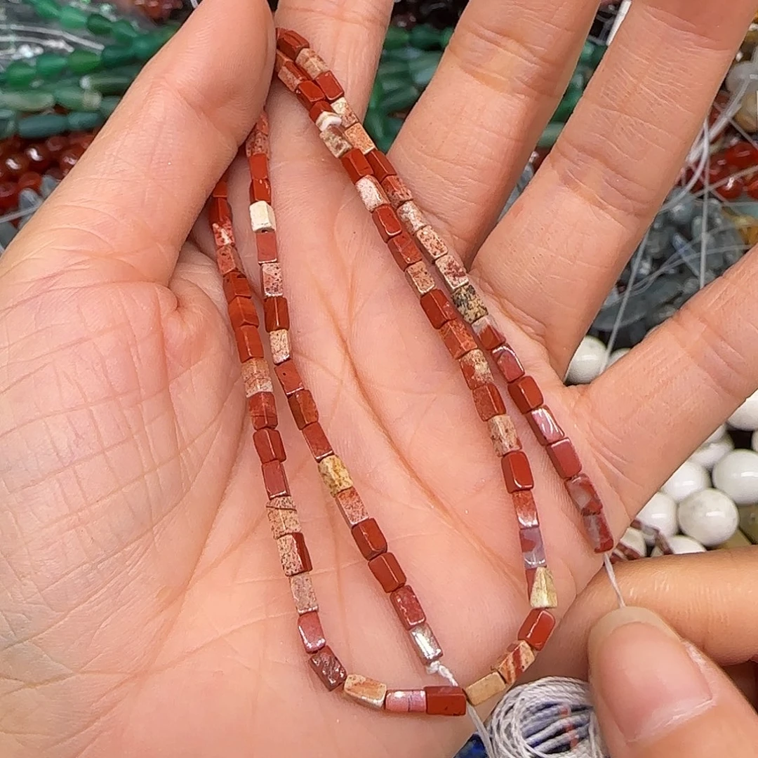 玛瑙/玉髓合金珠宝半成品红石2-4mm一条