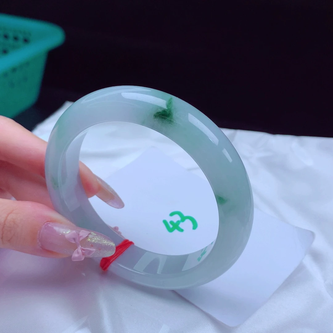 未镶嵌手镯翡翠天然缅甸翡翠A货手镯 宽版43号