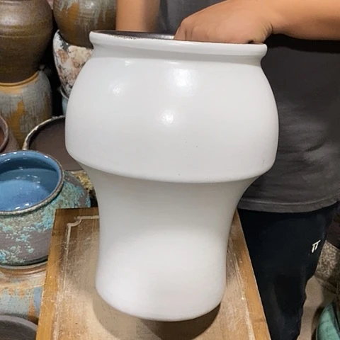 紫砂花盆口20高度32白色