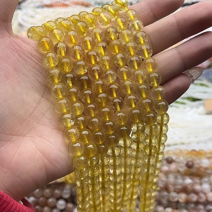 玛瑙/玉髓珠宝半成品未镶嵌一条8mm左右金发晶珠