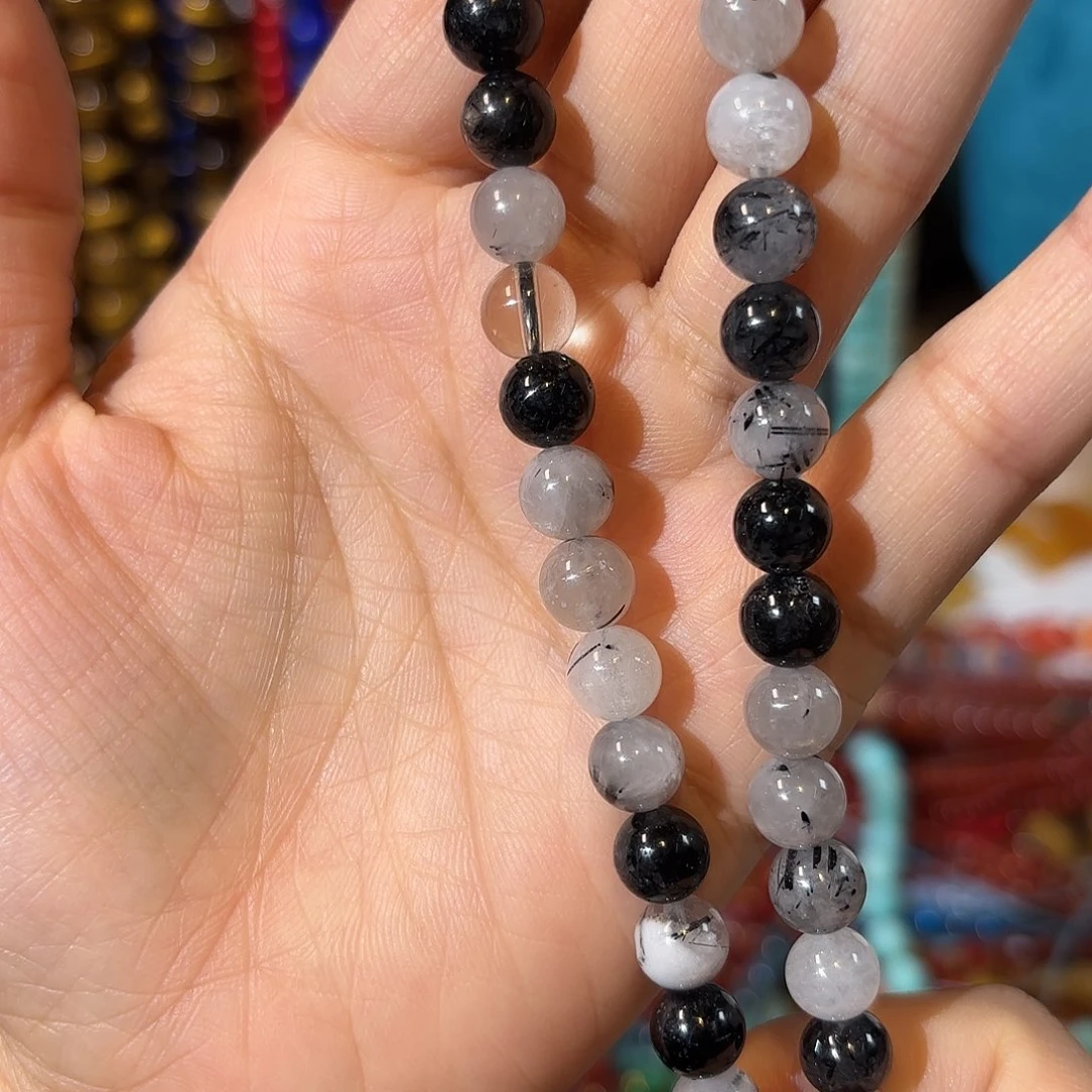 玛瑙/玉髓未镶嵌珠宝半成品黑发晶卡8一条