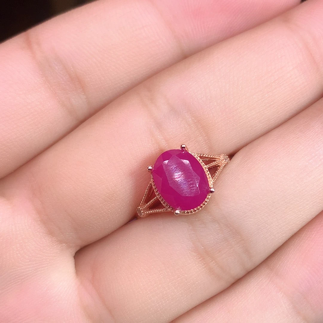 红宝石戒指银S925镶嵌