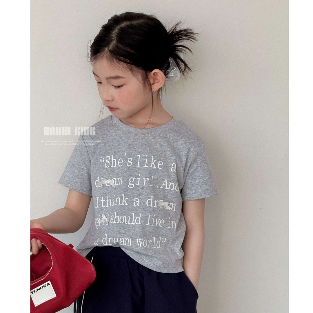 【嗒囜】女童夏装新款修身字母印花短袖T恤儿童时尚服装上衣体恤