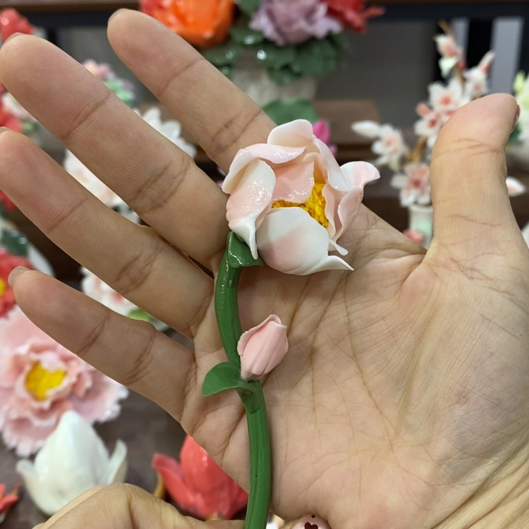 摆件陶瓷手工花摆件