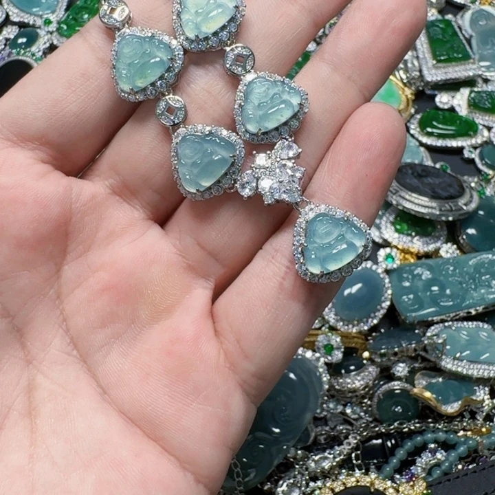 翡翠未镶嵌颈饰天然A貨翡翠放漏